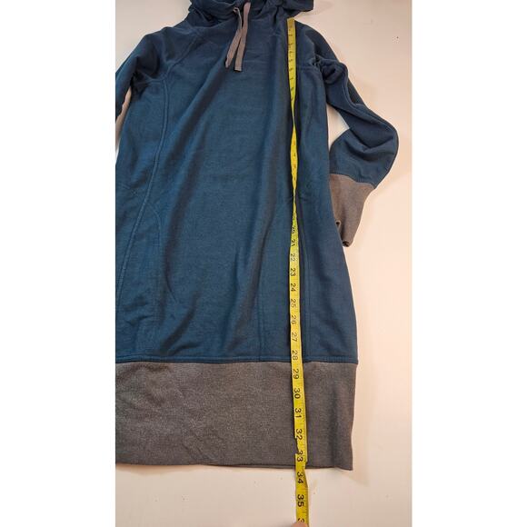 Toad & Co Intermosso Hooded pocket Dress organic cotton teal blue EUC XS lounge - Picture 9 of 10